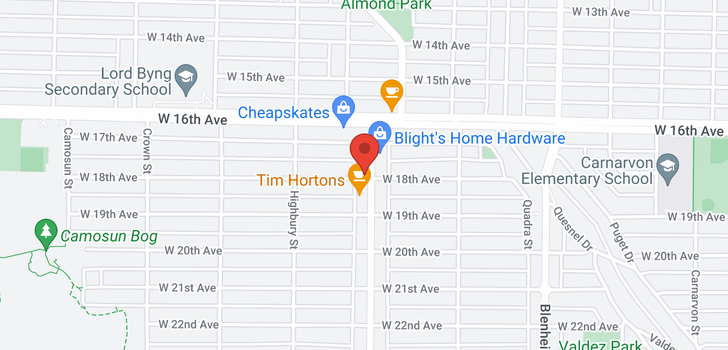 map of 308 3611 W 18TH AVENUE